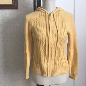 Relativity Yellow Cable Knit Hooded Zipper Cardigan Size PS